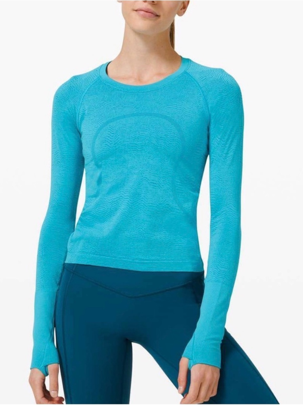 Lululemon Swiftly Tech Long Sleeve‎ 2.0 Blue Heathered XS Extra Small No Tag
